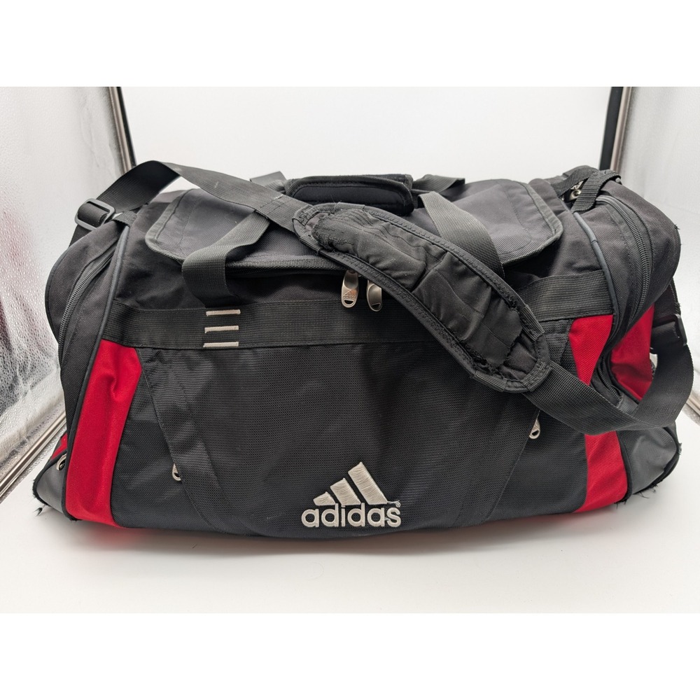 Adidas Duffel Bag Black Red Sport Gym Travel Luggage Medium Large
